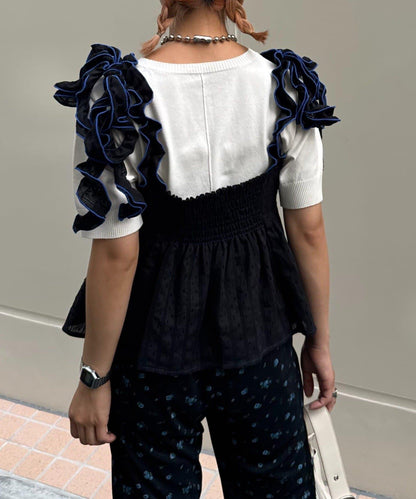 H.S豆點荷葉邊吊帶背心