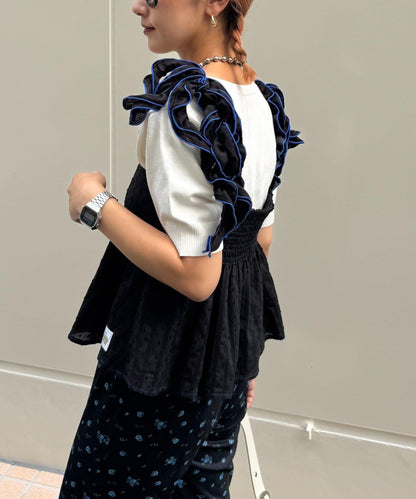H.S豆點荷葉邊吊帶背心