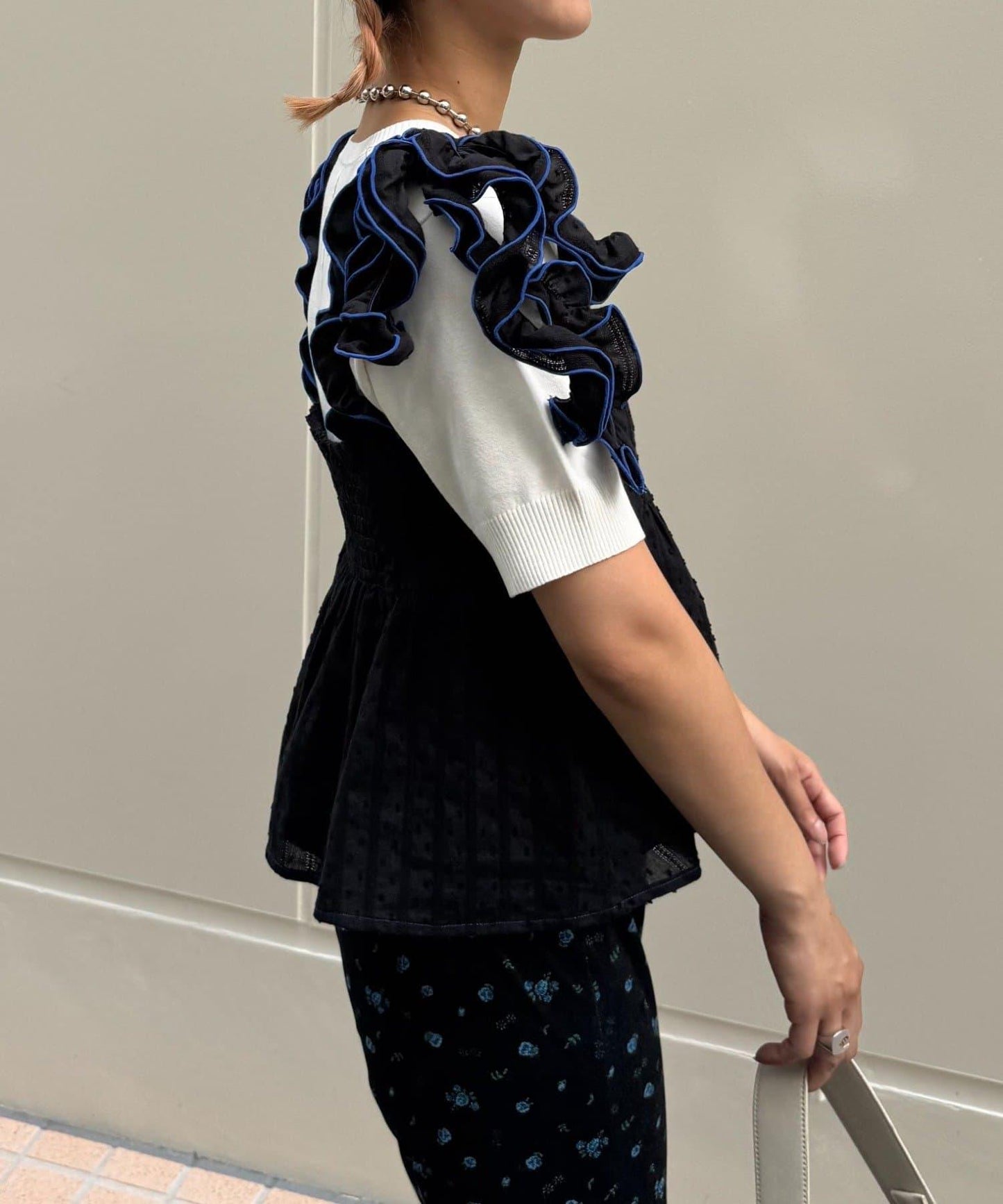 H.S豆點荷葉邊吊帶背心