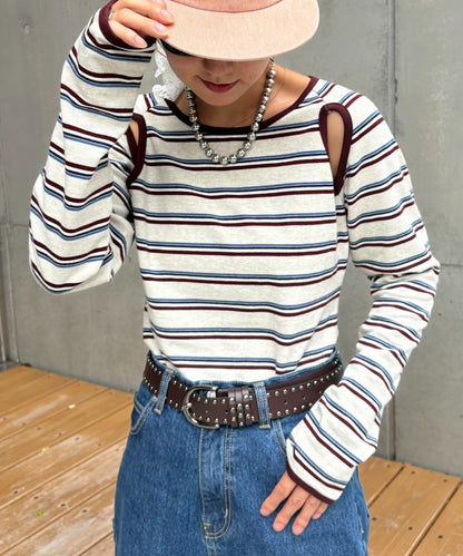 H.S剪裁露肩多功能T恤