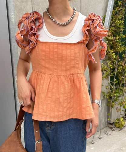 H.S豆點荷葉邊吊帶背心