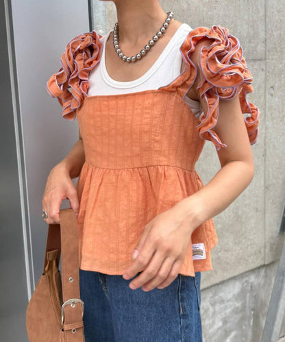 H.S豆點荷葉邊吊帶背心