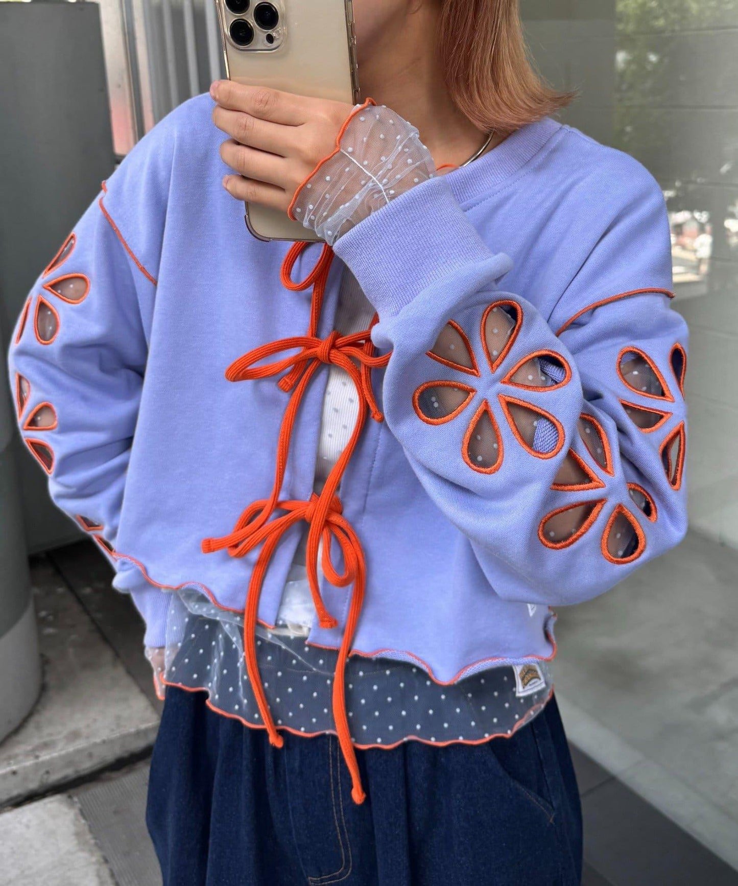 H.S2WAY花朵剪裁衛衣開衫