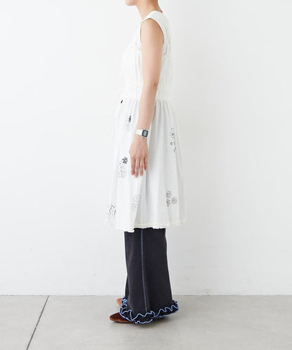 H.S塗鴉風印花蕾絲背心連衣裙