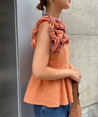 H.S豆點荷葉邊吊帶背心