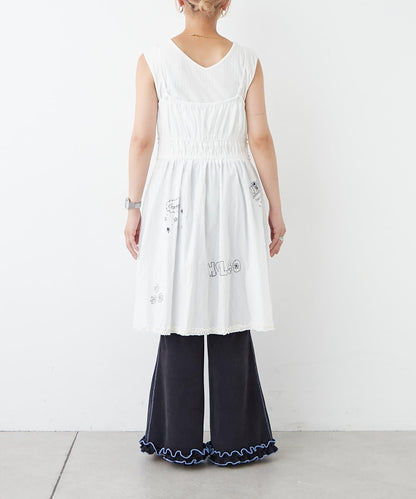 H.S塗鴉風印花蕾絲背心連衣裙