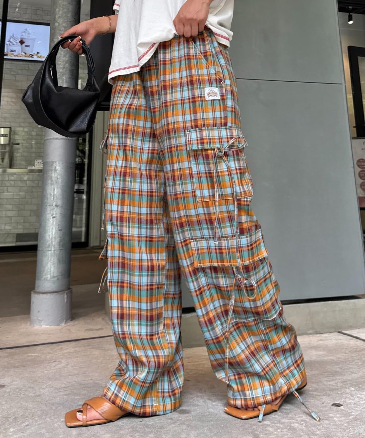 H.S格子印花貨物褲