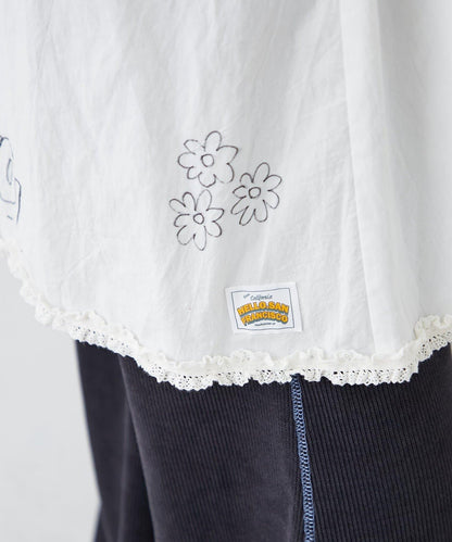 H.S塗鴉風印花蕾絲背心連衣裙