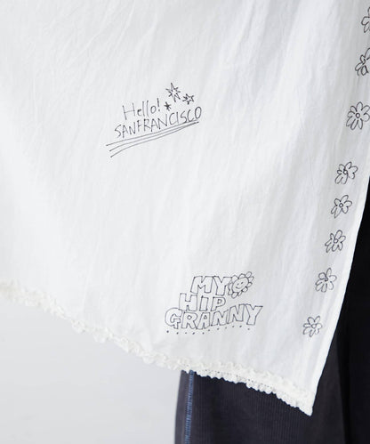 H.S塗鴉風印花蕾絲背心連衣裙