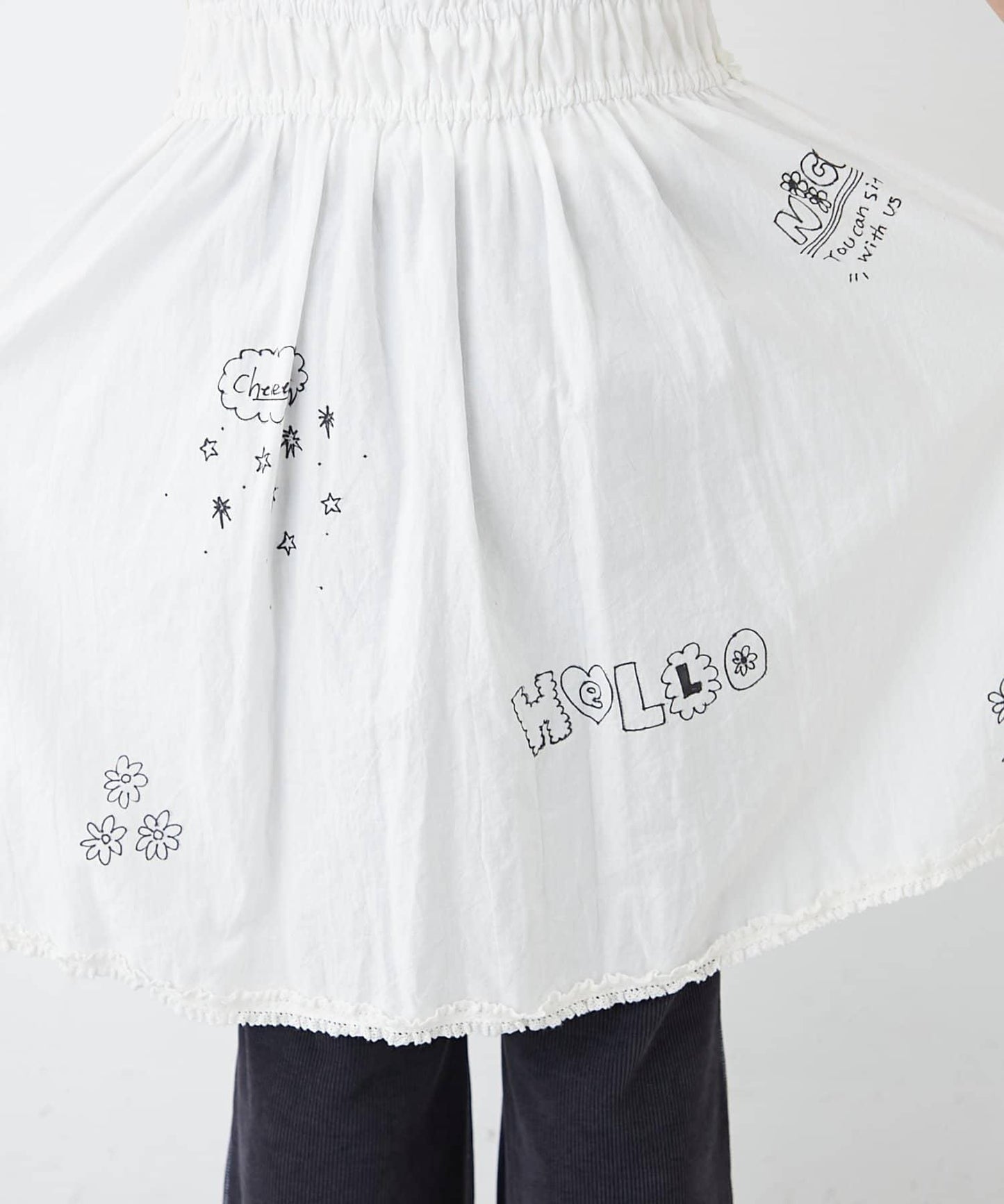 H.S塗鴉風印花蕾絲背心連衣裙