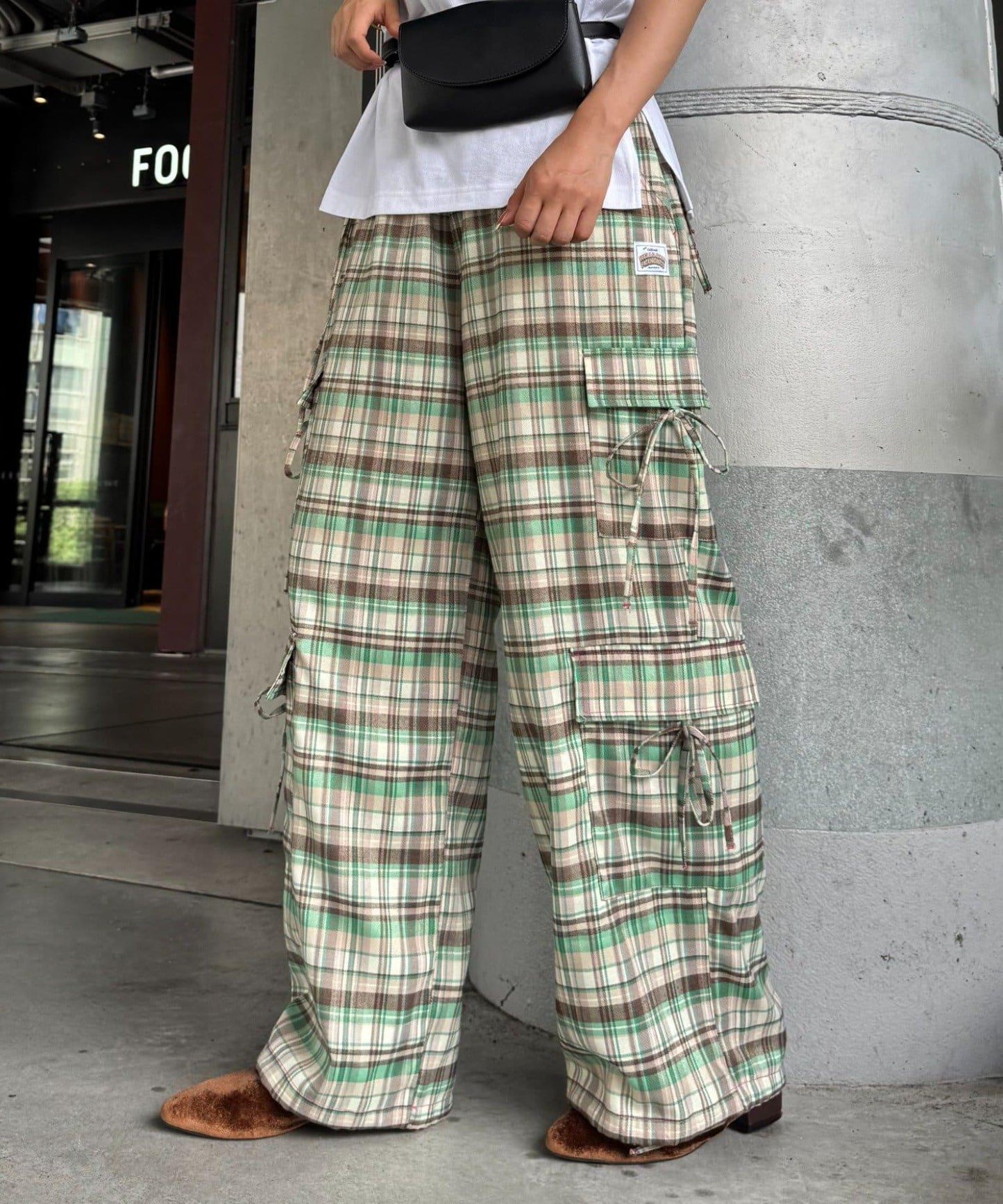 H.S格子印花貨物褲