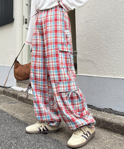 H.S格子印花貨物褲