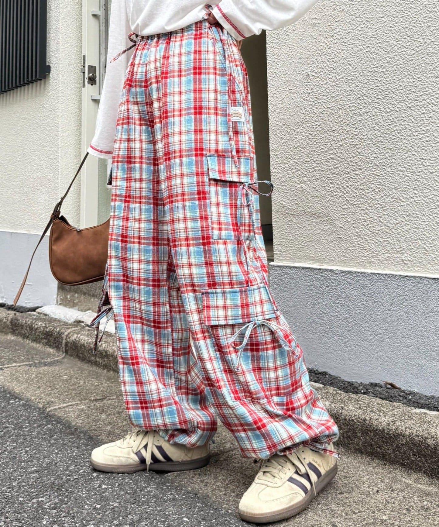 H.S格子印花貨物褲