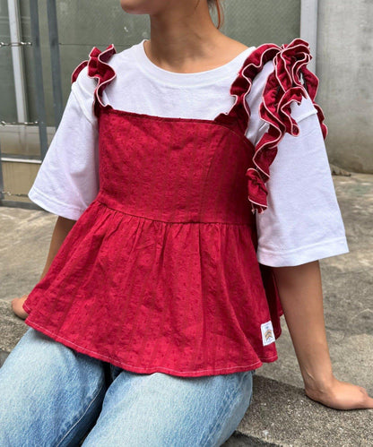 H.S豆點荷葉邊吊帶背心