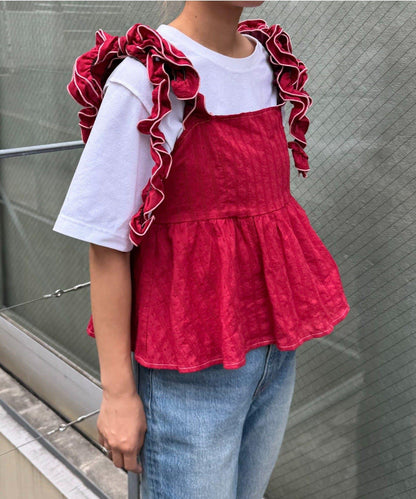 H.S豆點荷葉邊吊帶背心