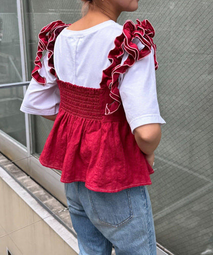 H.S豆點荷葉邊吊帶背心