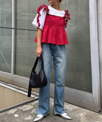 H.S豆點荷葉邊吊帶背心