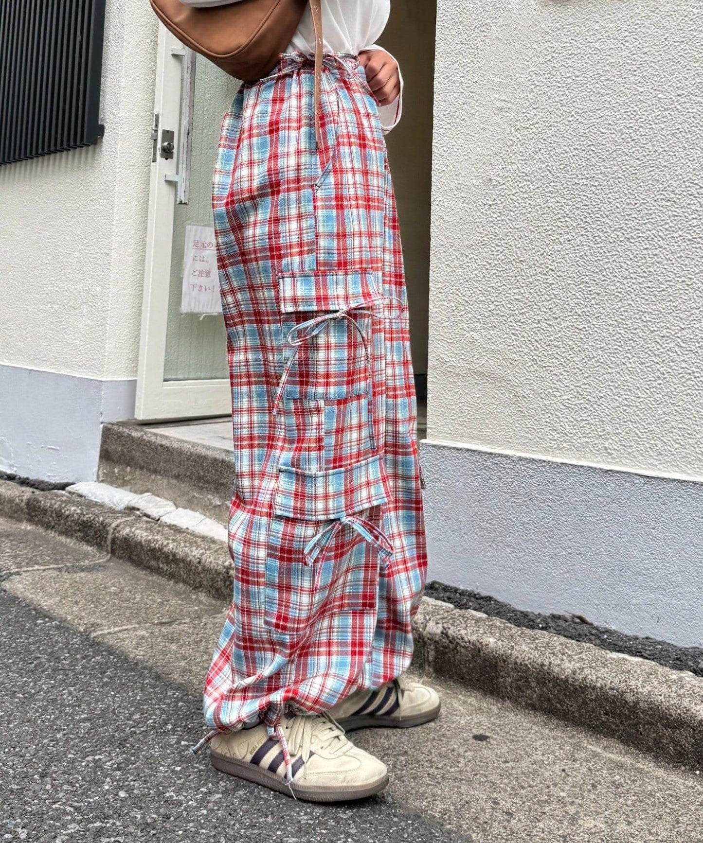 H.S格子印花貨物褲