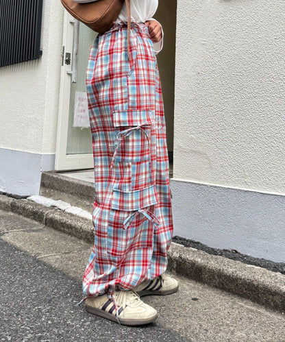 H.S格子印花貨物褲