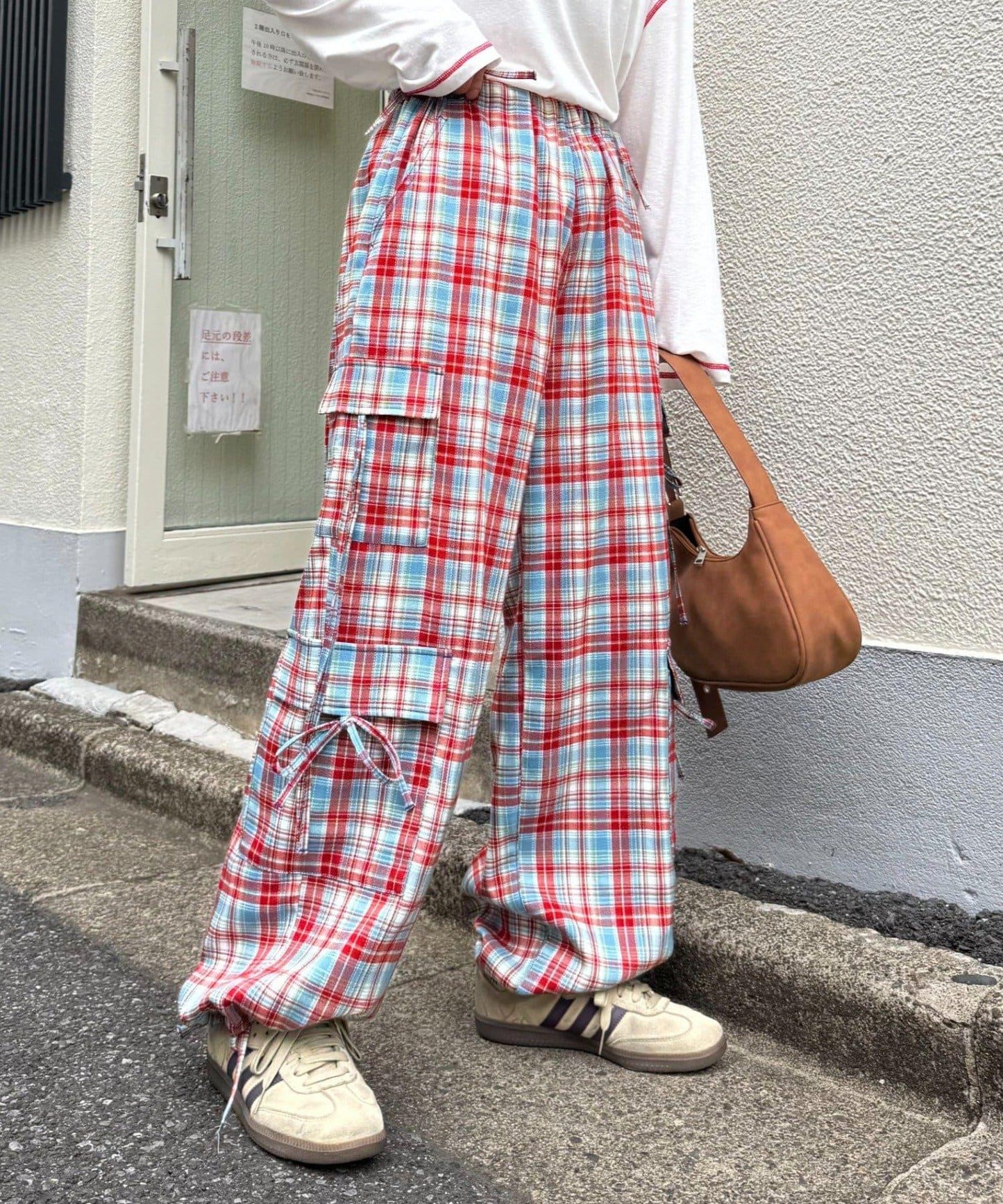 H.S格子印花貨物褲