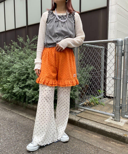 H.S格子印花氣球袖上衣套裝