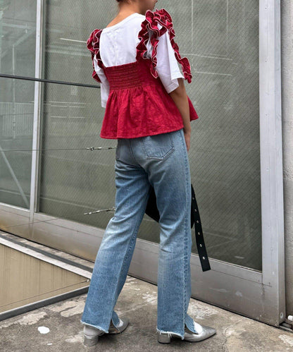 H.S豆點荷葉邊吊帶背心