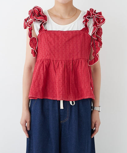 H.S豆點荷葉邊吊帶背心