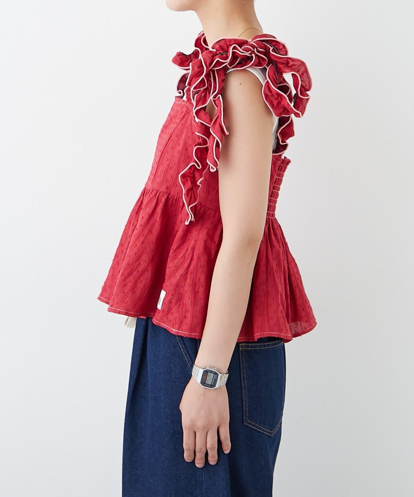 H.S豆點荷葉邊吊帶背心