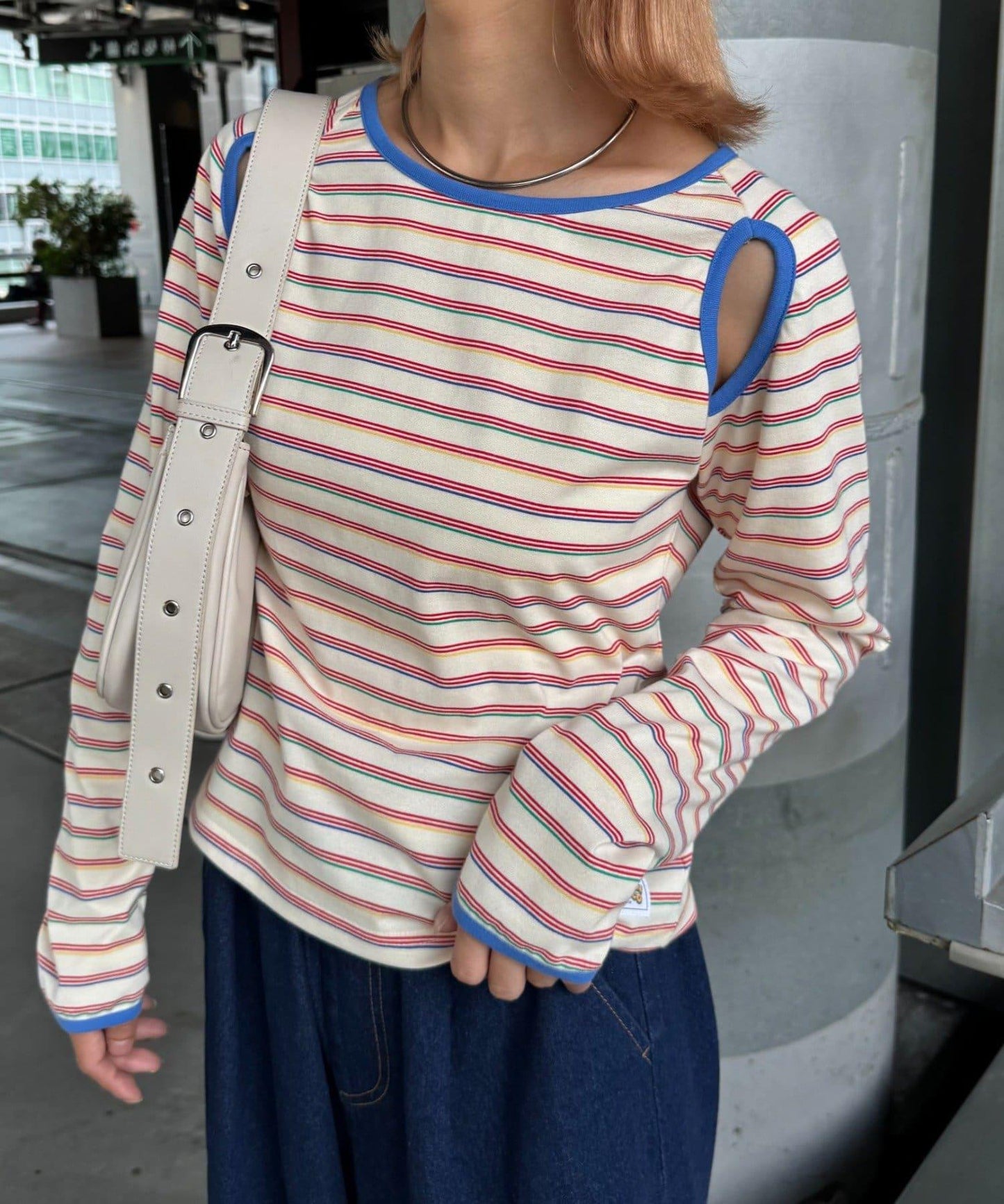 H.S剪裁露肩多功能T恤