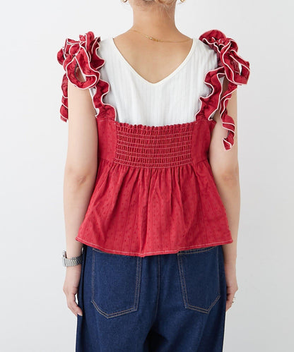 H.S豆點荷葉邊吊帶背心