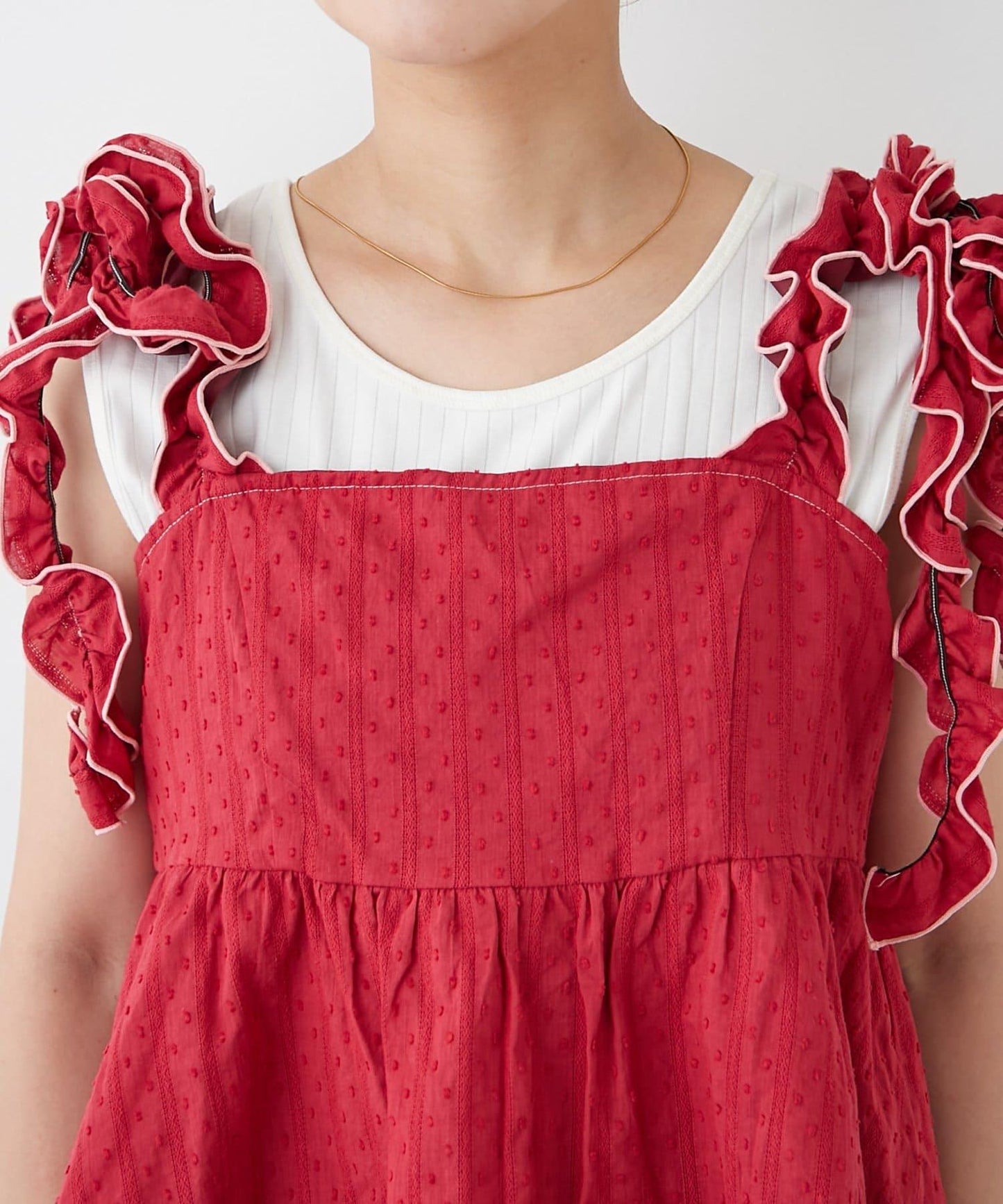 H.S豆點荷葉邊吊帶背心