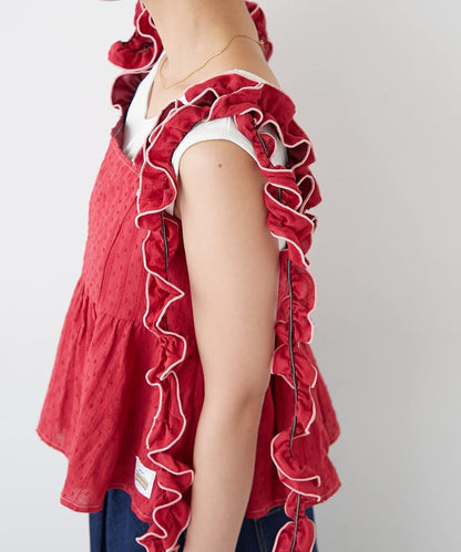 H.S豆點荷葉邊吊帶背心