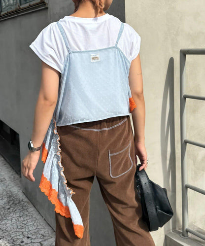 H.S不對稱荷葉邊圓點蕾絲吊帶