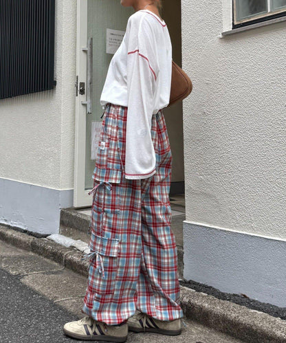 H.S格子印花貨物褲