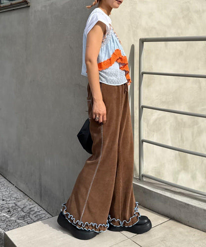 H.S不對稱荷葉邊圓點蕾絲吊帶