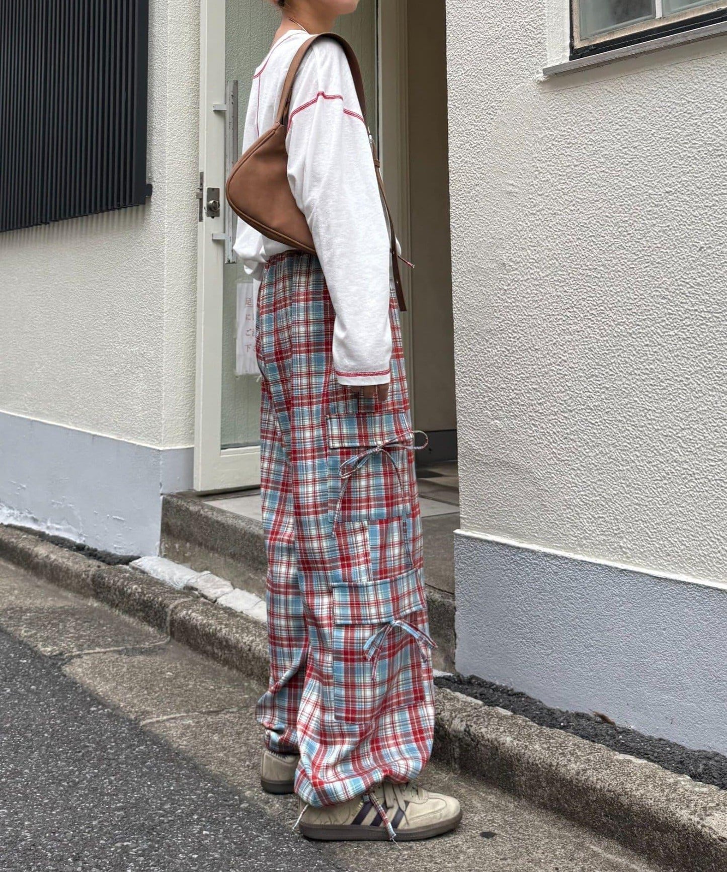 H.S格子印花貨物褲