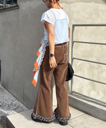 H.S不對稱荷葉邊圓點蕾絲吊帶