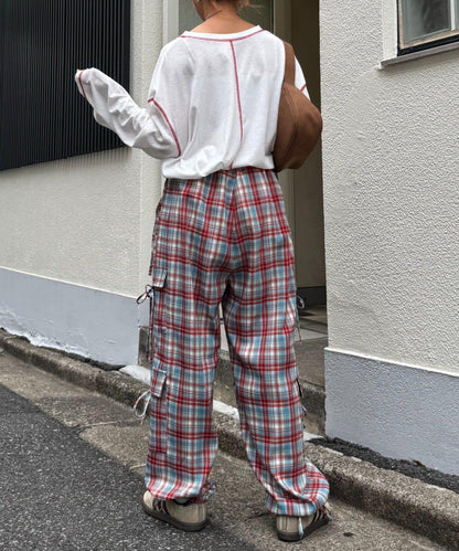 H.S格子印花貨物褲