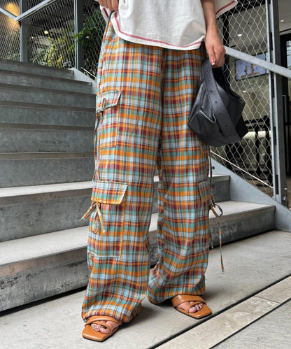 H.S格子印花貨物褲