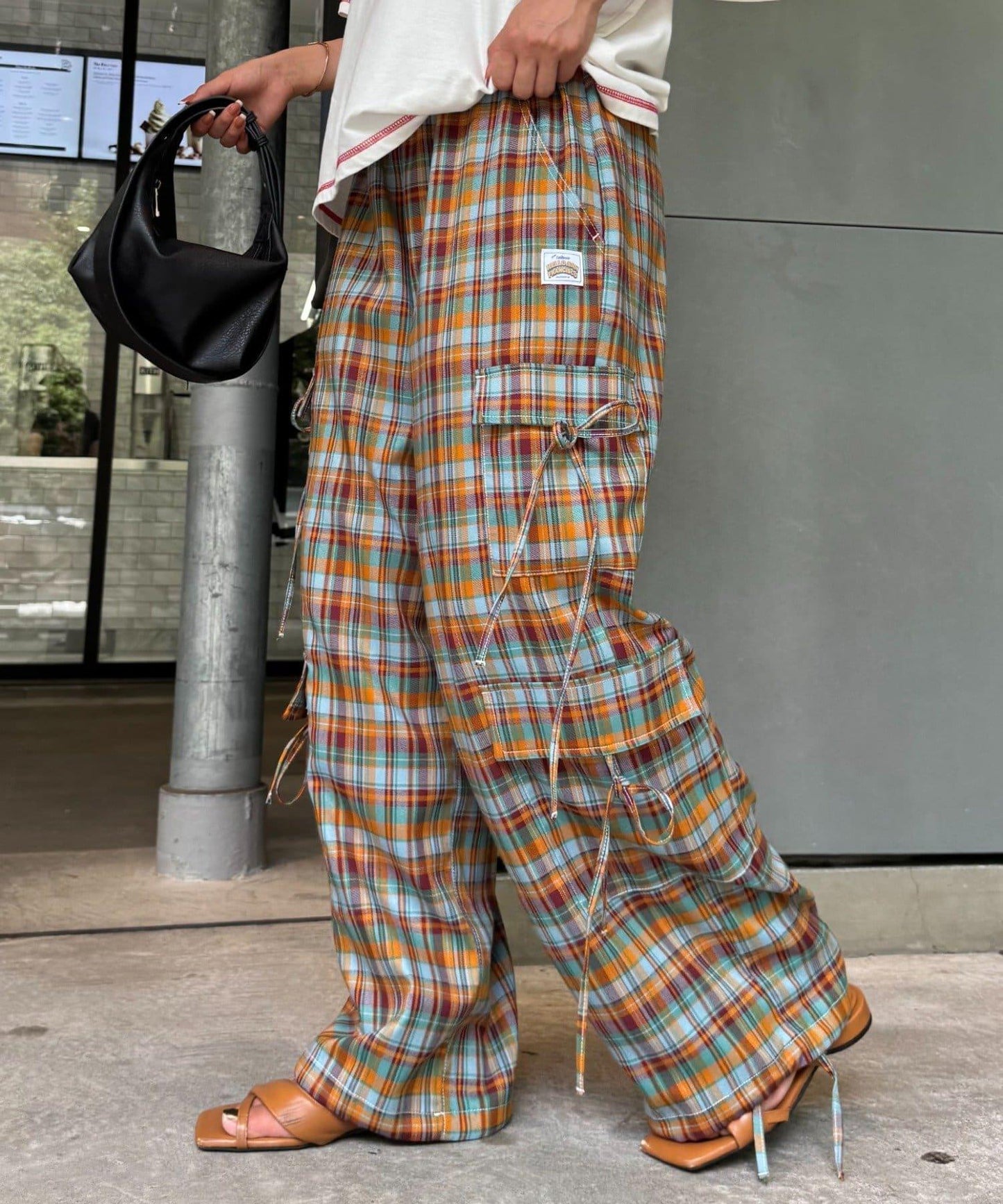 H.S格子印花貨物褲