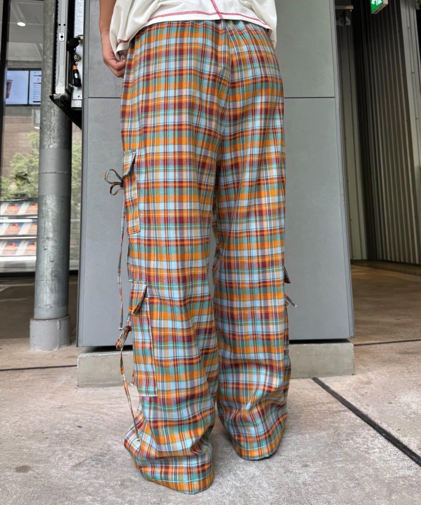 H.S格子印花貨物褲