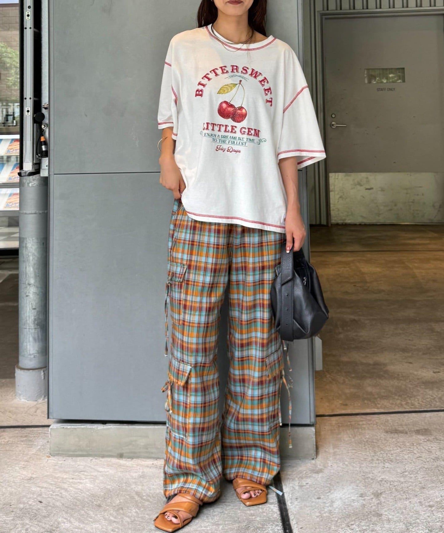 H.S格子印花貨物褲