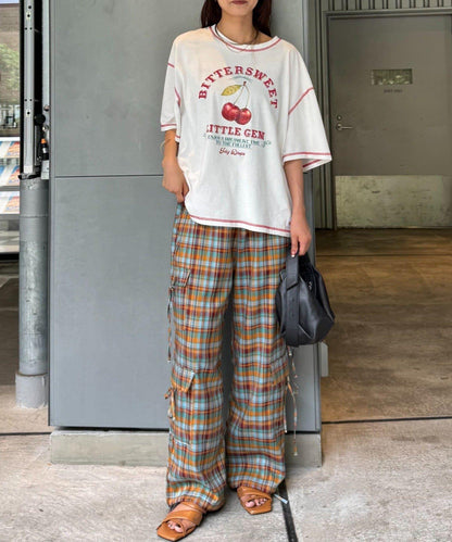 H.S格子印花貨物褲