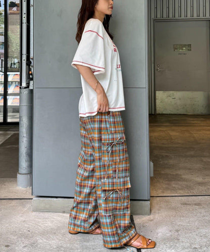 H.S格子印花貨物褲