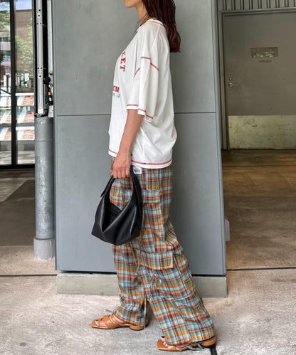 H.S格子印花貨物褲