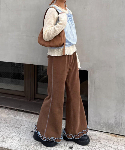 H.S格子印花氣球袖上衣套裝