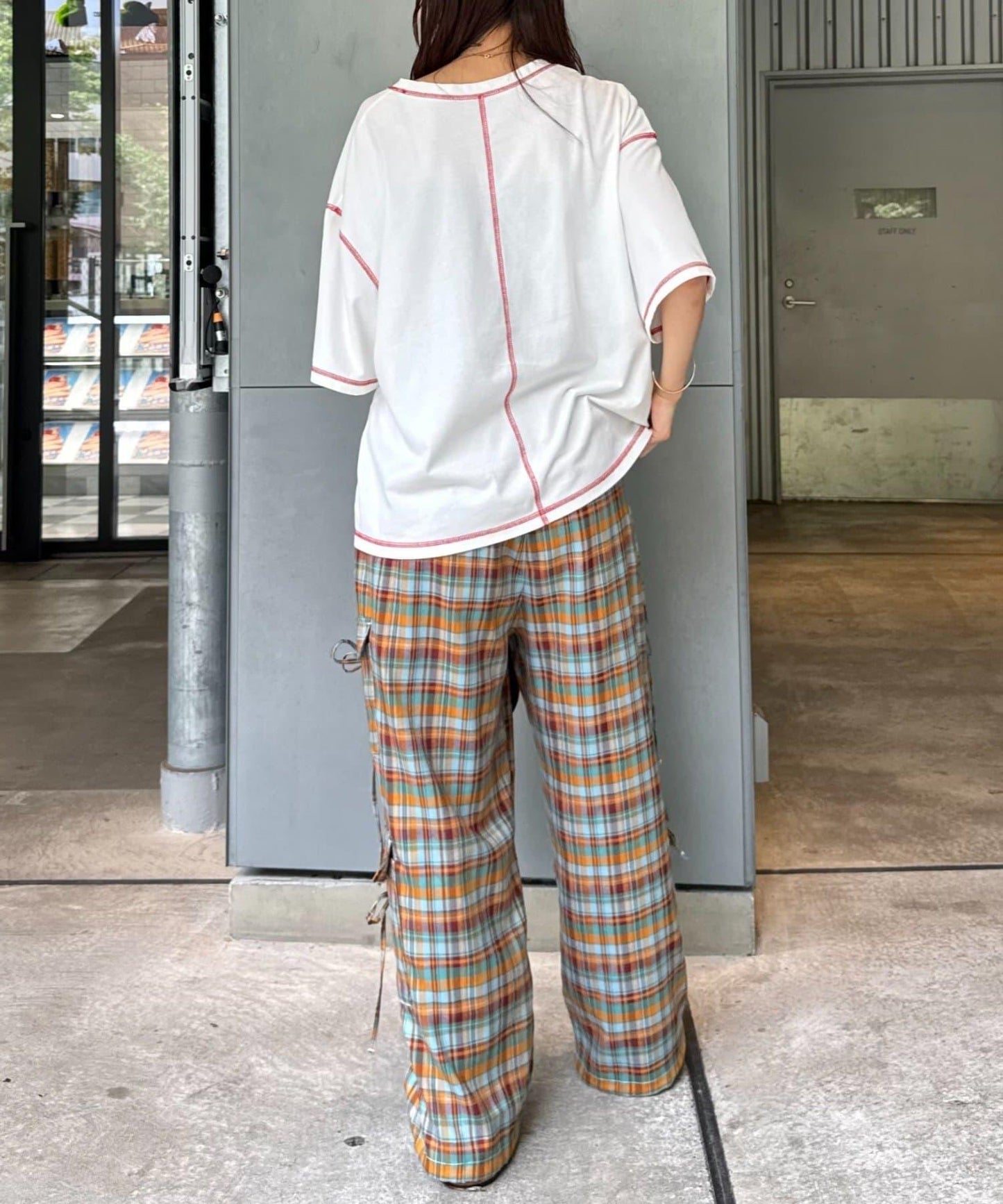 H.S格子印花貨物褲