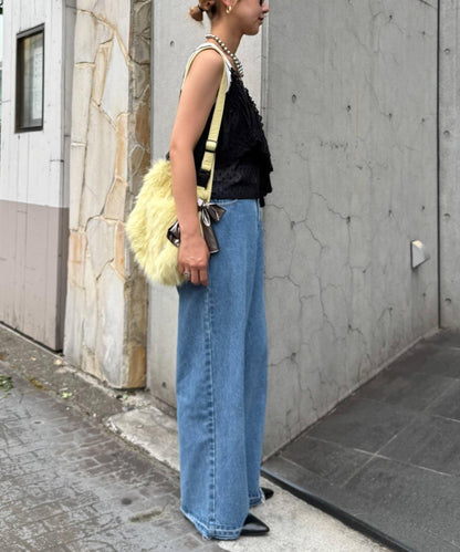 H.S不對稱荷葉邊圓點蕾絲吊帶