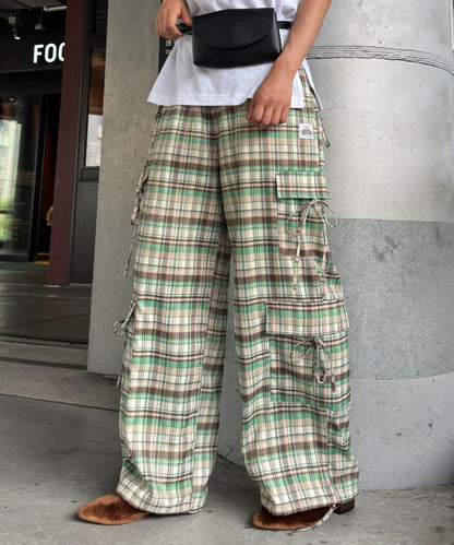 H.S格子印花貨物褲