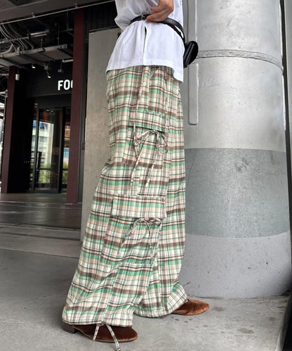 H.S格子印花貨物褲